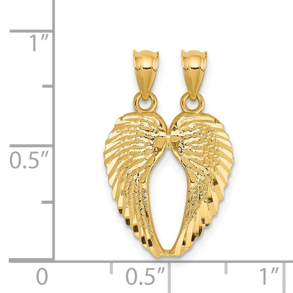14k Two-Piece Break-Apart Diamond-cut Wings Pendant