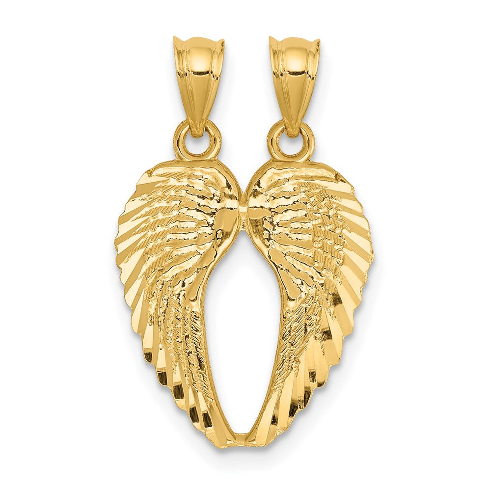 Polished;14k Yellow gold;Textured back;Diamond Cut;Two piece