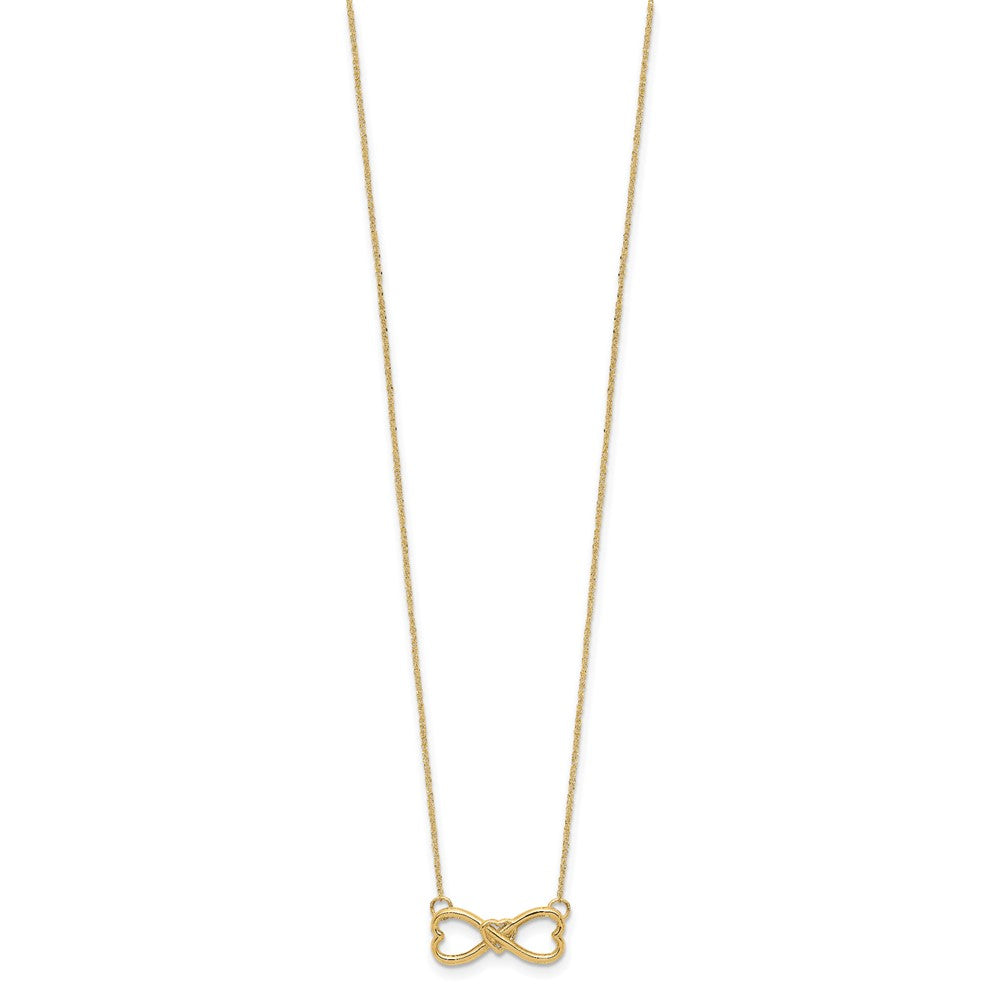 14k Polished Infinity Symbol with Heart Center 18 inch Necklace