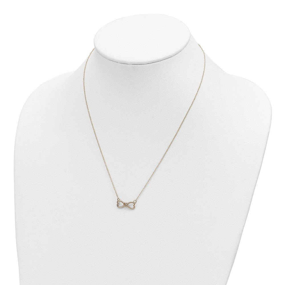 14k Polished Infinity Symbol with Heart Center 18 inch Necklace