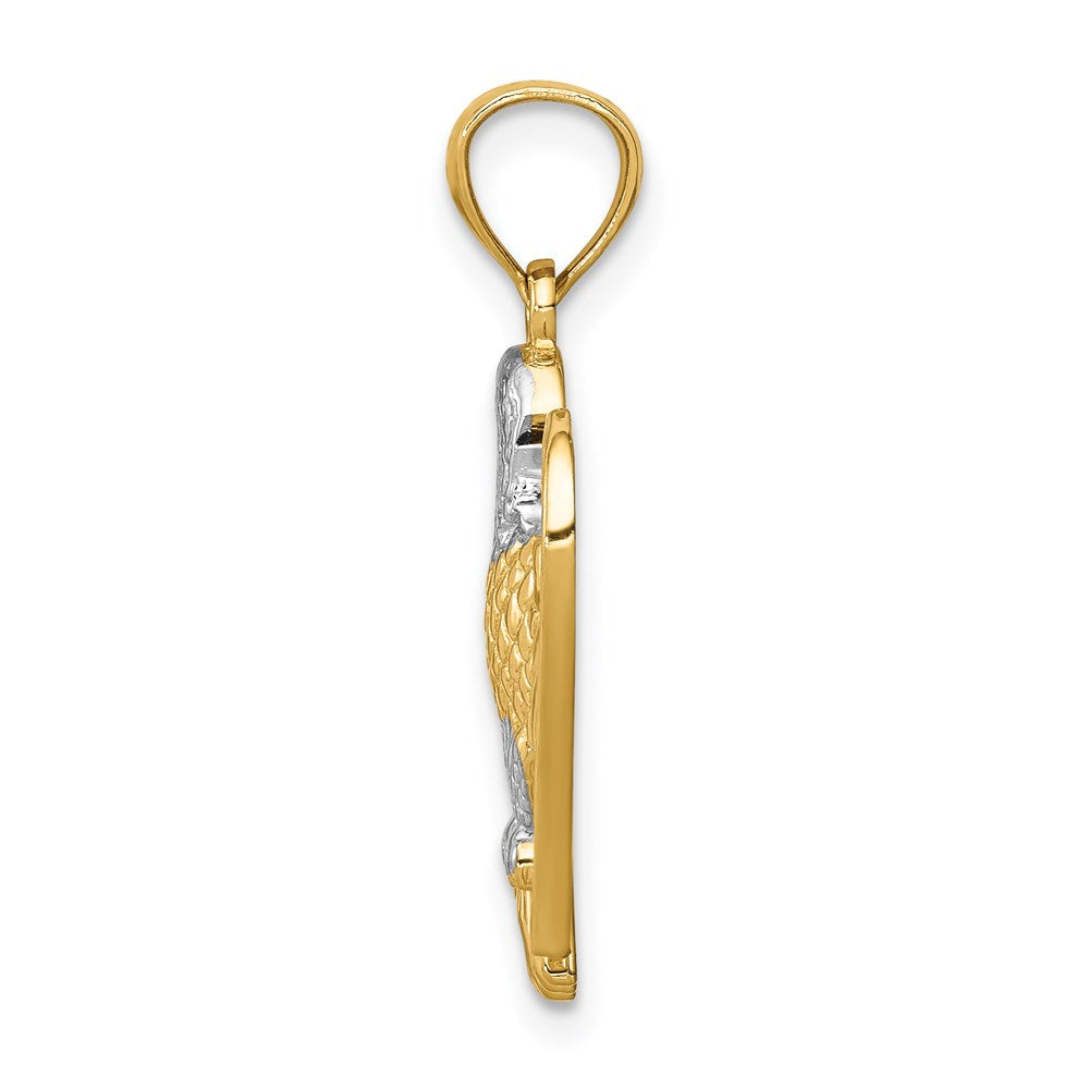 14K and White Rhodium Eagle Pendant