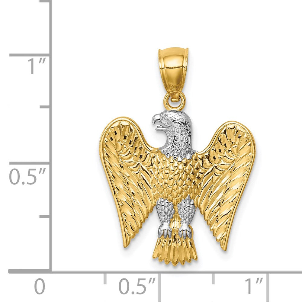 14K and White Rhodium Eagle Pendant