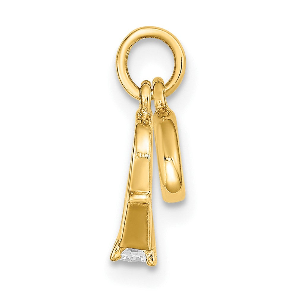 14k CZ Mini 3-D Wedding Rings Charm