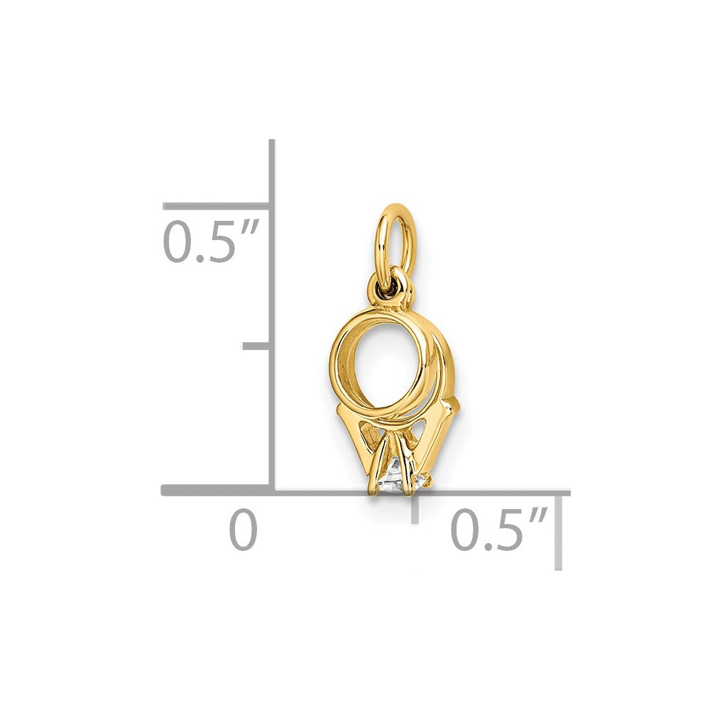 14k CZ Mini 3-D Wedding Rings Charm