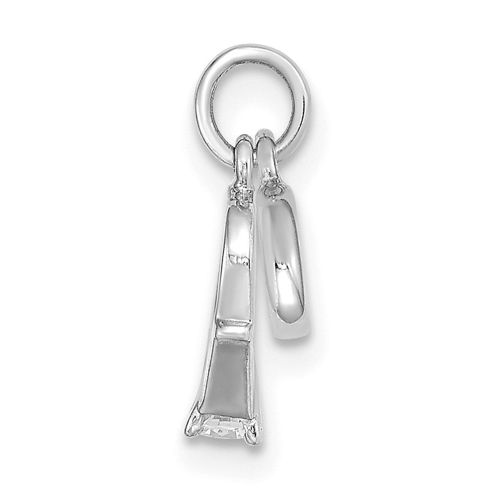14k White Gold CZ Mini 3-D Wedding Rings Charm