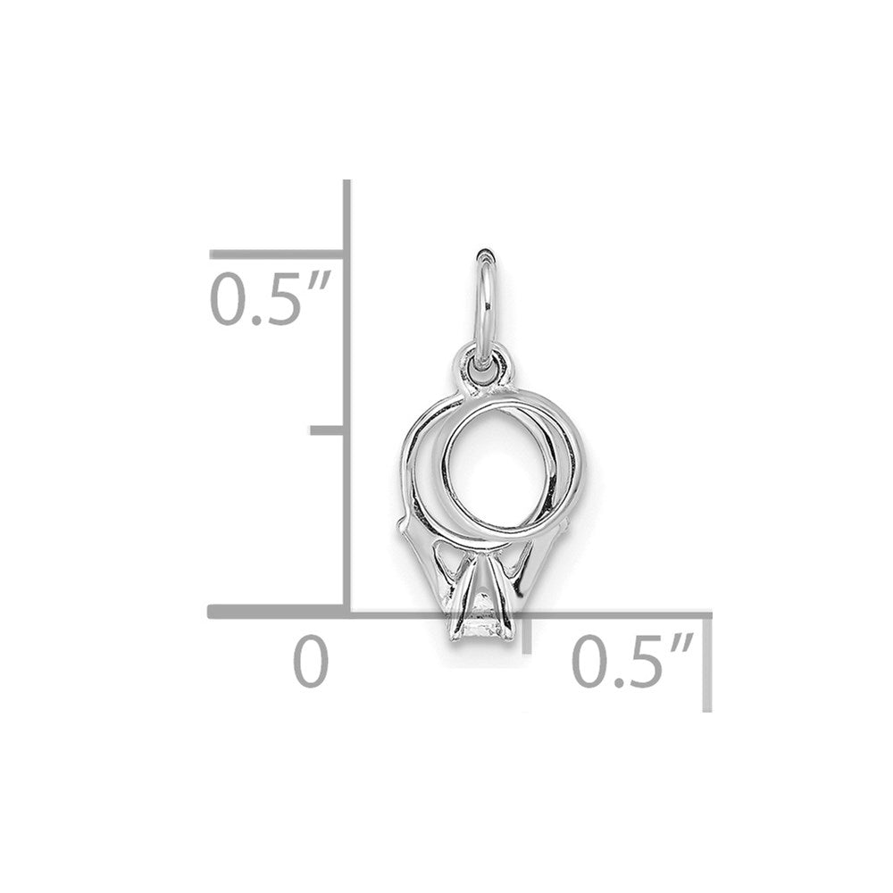 14k White Gold CZ Mini 3-D Wedding Rings Charm