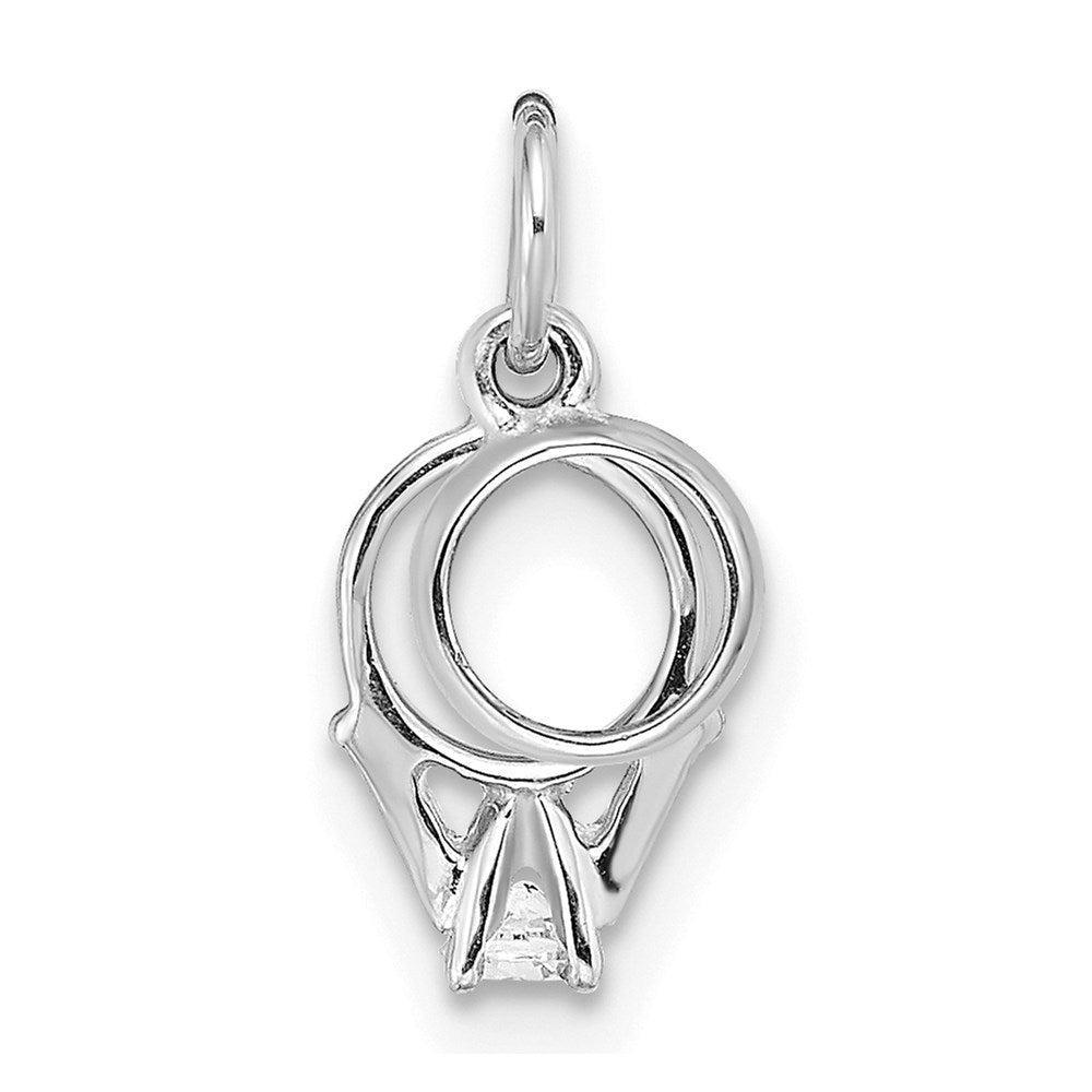 14k White Gold CZ Mini 3-D Wedding Rings Charm
