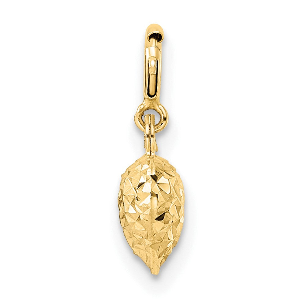 14K 3-D Puffed Diamond-cut Heart with Spring Ring Clasp Charm