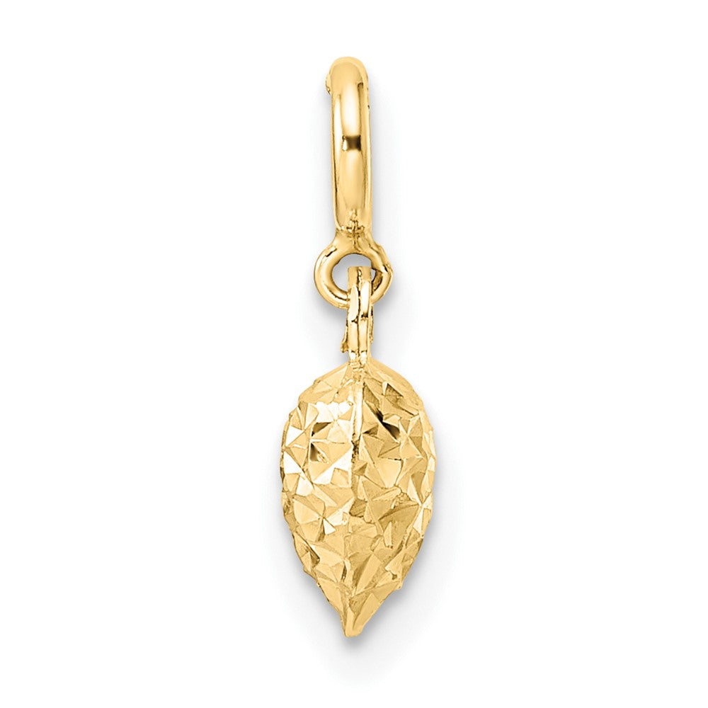 14K 3-D Puffed Diamond-cut Heart with Spring Ring Clasp Charm