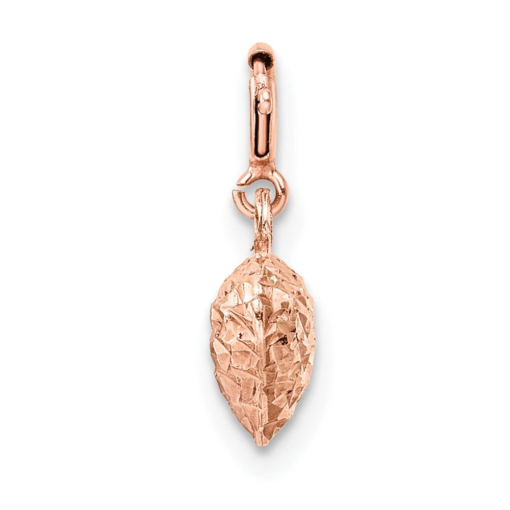 14K Rose Gold 3-D Puffed Diamond-cut Heart with Spring Ring Clasp Charm