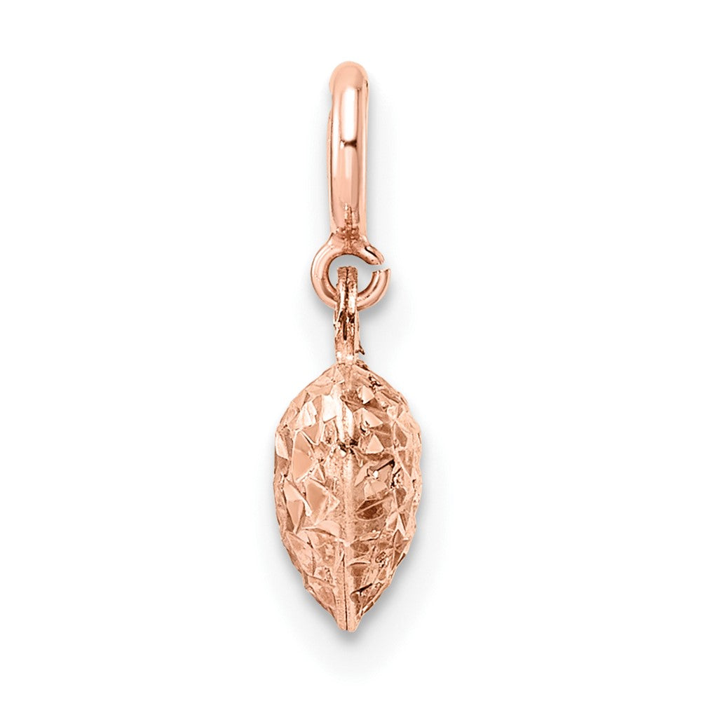 14K Rose Gold 3-D Puffed Diamond-cut Heart with Spring Ring Clasp Charm