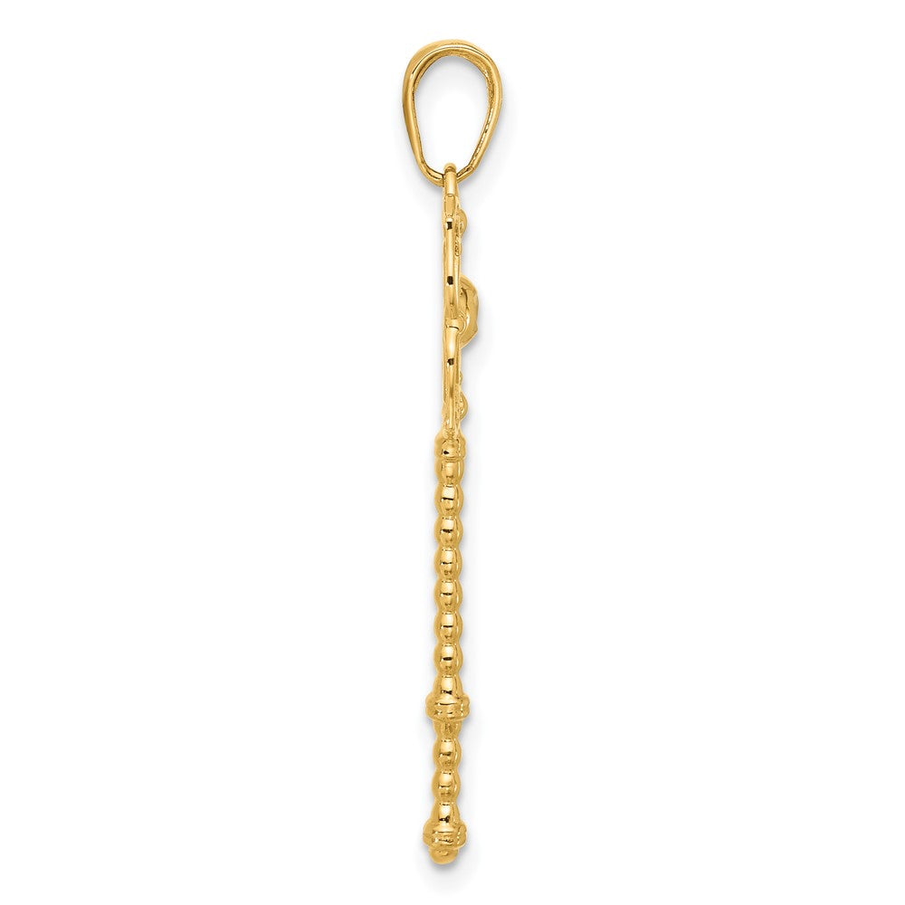 14k and White Rhodium Diamond-cut Floral Key Pendant