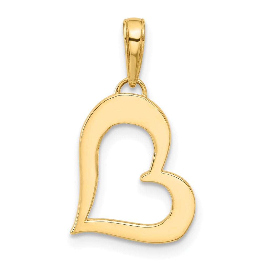 14k and White Rhodium Diamond-cut Heart Pendant