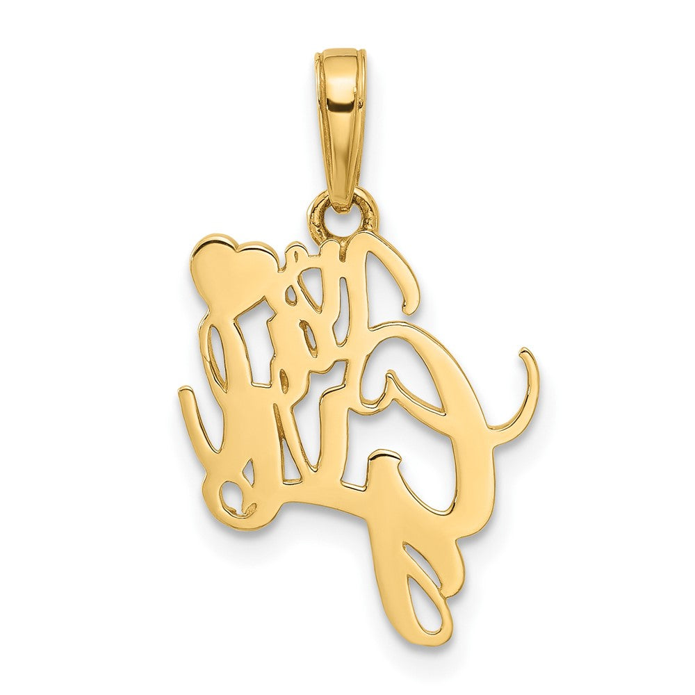 14k and White Rhodium Diamond-cut Heart IT'S A GIRL Pendant
