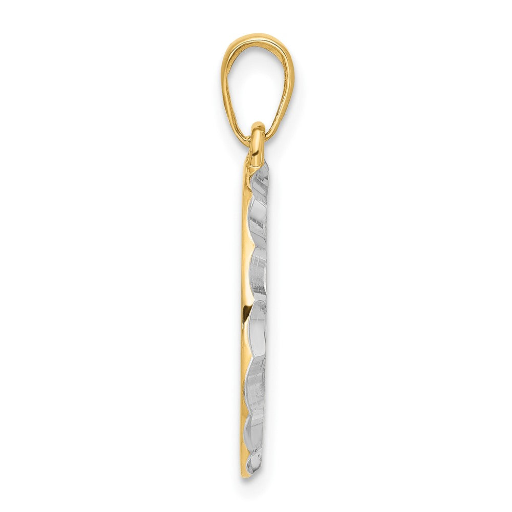 14k and White Rhodium Diamond-cut It's A Boy Pendant