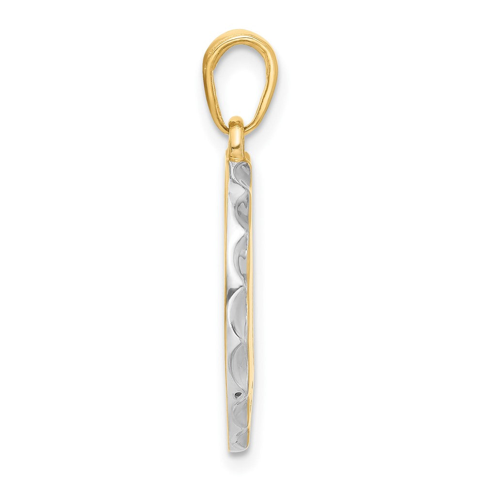 14k and White Rhodium Diamond-cut It's A Girl! Disc Pendant