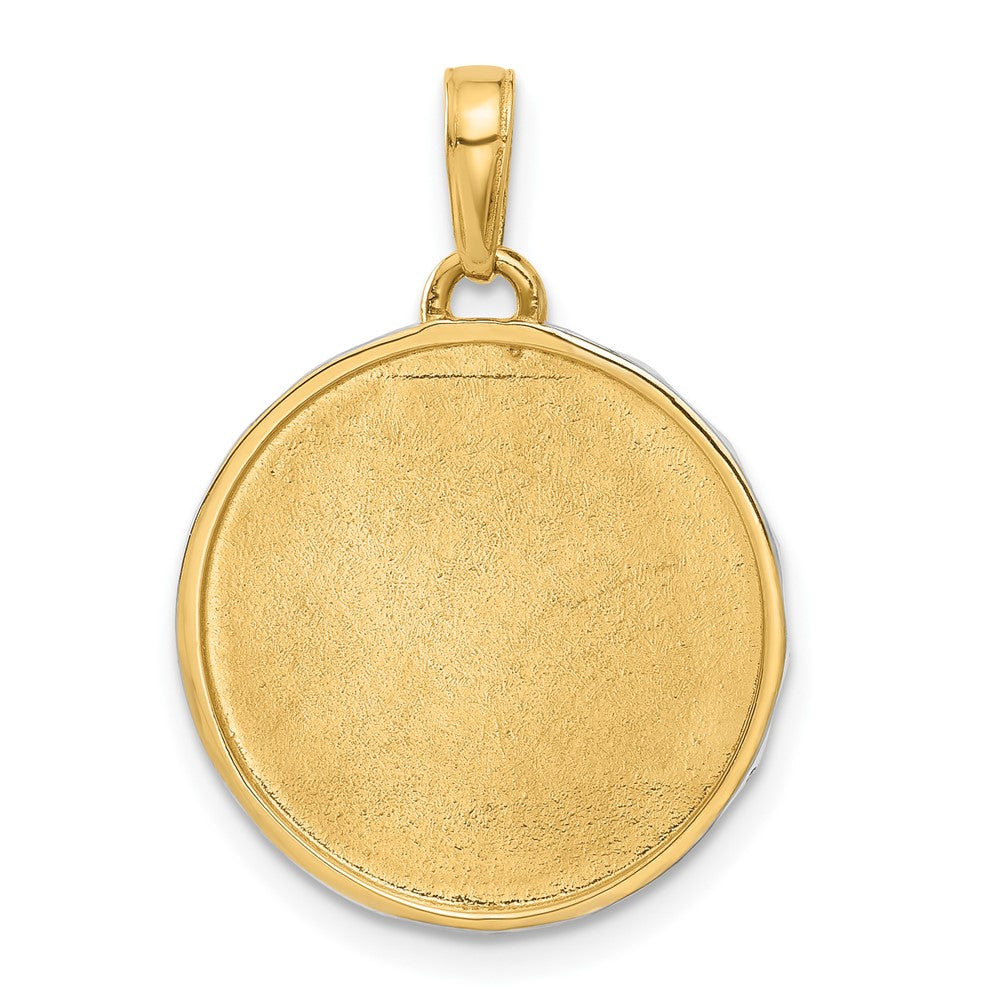 14k and White Rhodium Diamond-cut It's A Girl! Disc Pendant