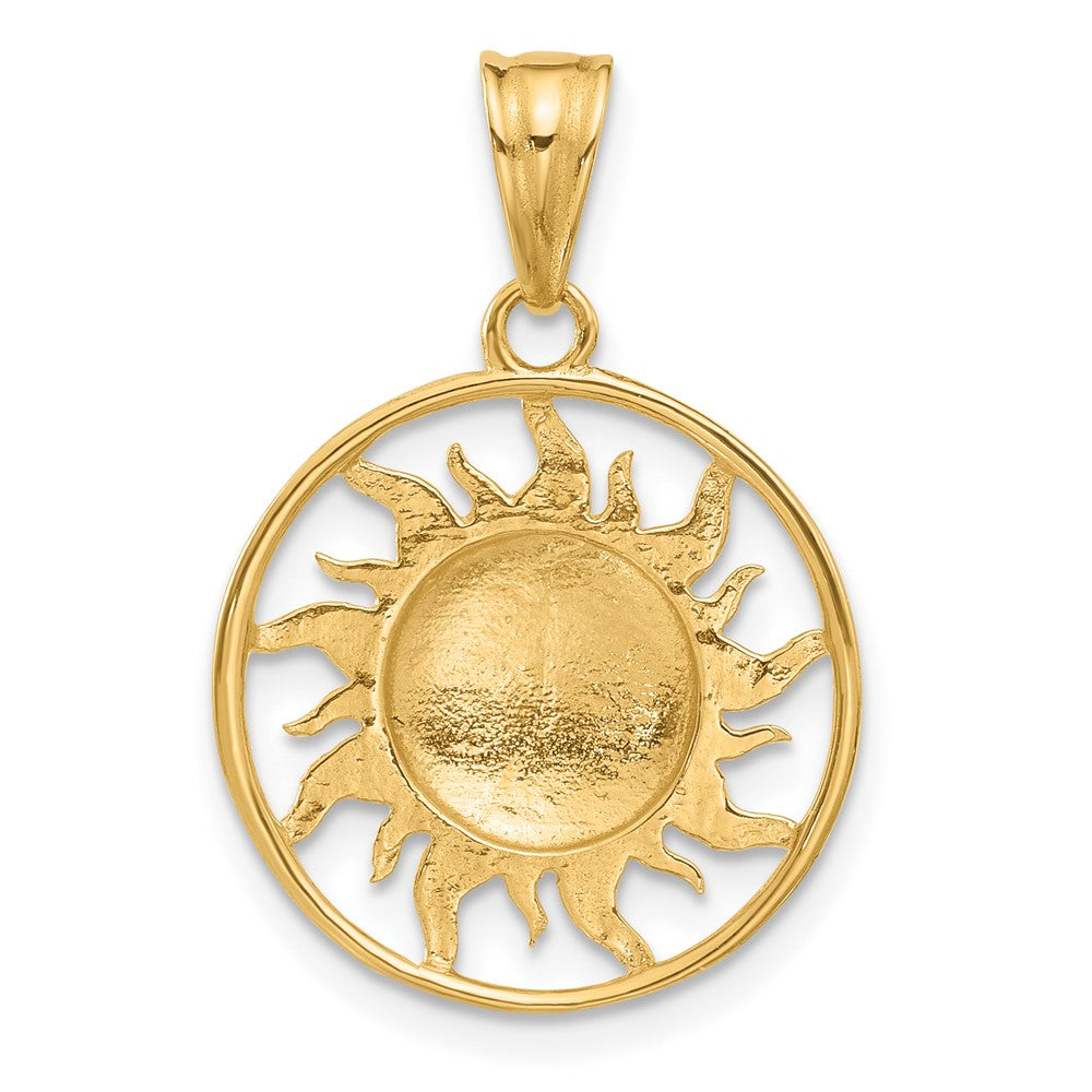 14K and White Rhodium Diamond-cut Sun Moon Stars Pendant