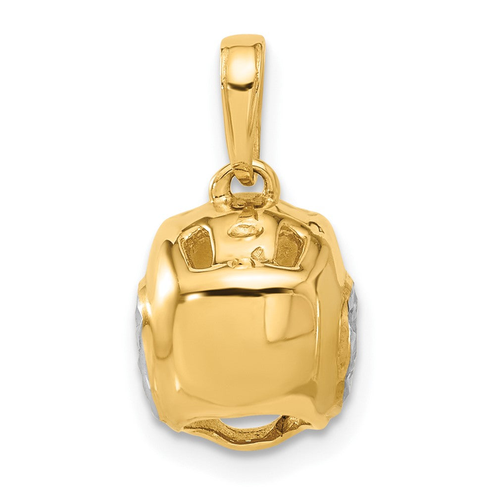 14k and White Rhodium Diamond-cut Wrestling Helmet Pendant