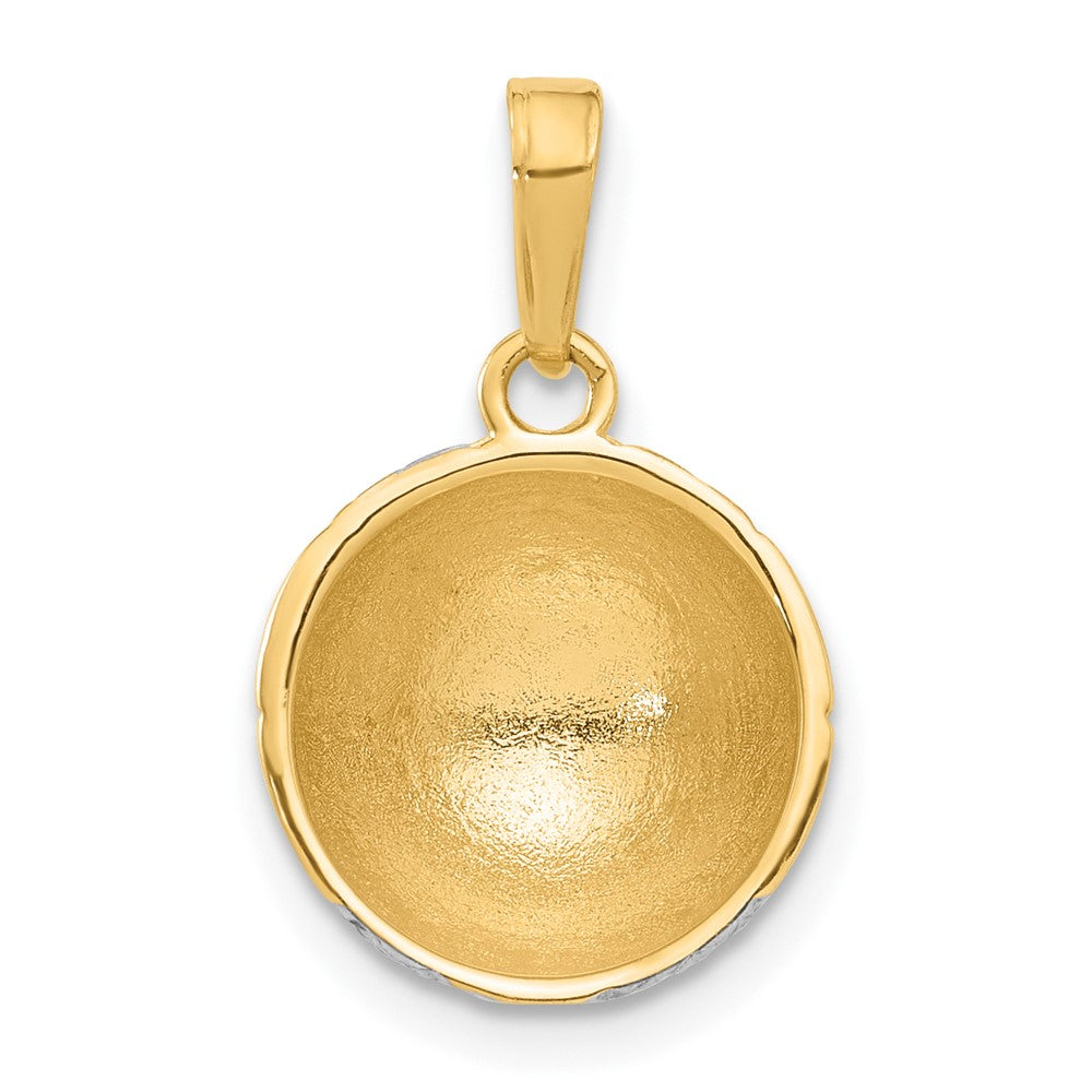 14K and White Rhodium Diamond-cut Domed Soccer Ball Pendant