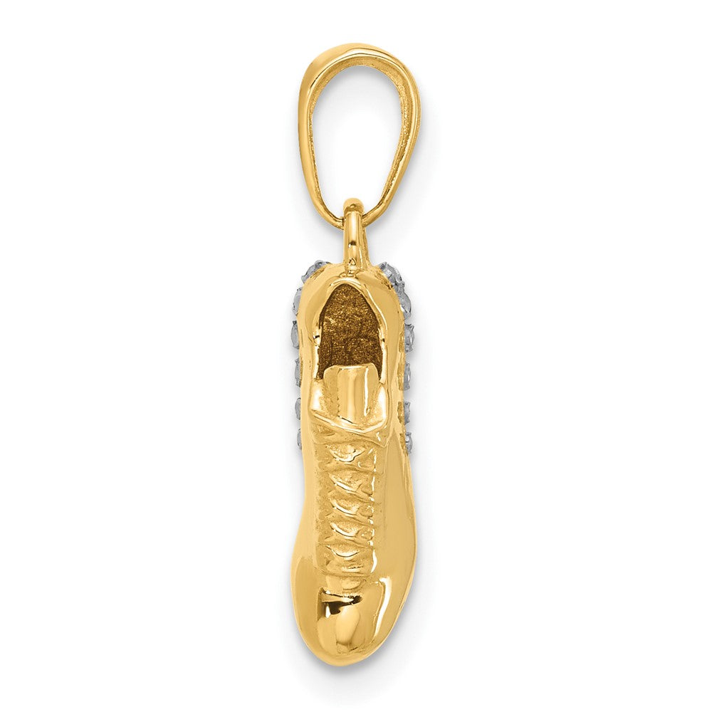 14k and White Rhodium Diamond-cut Soccer Cleat Pendant