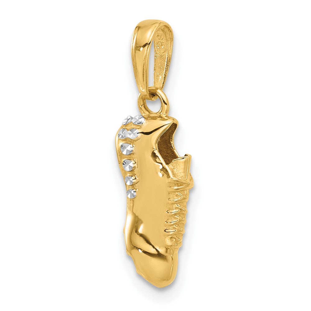 14k and White Rhodium Diamond-cut Soccer Cleat Pendant