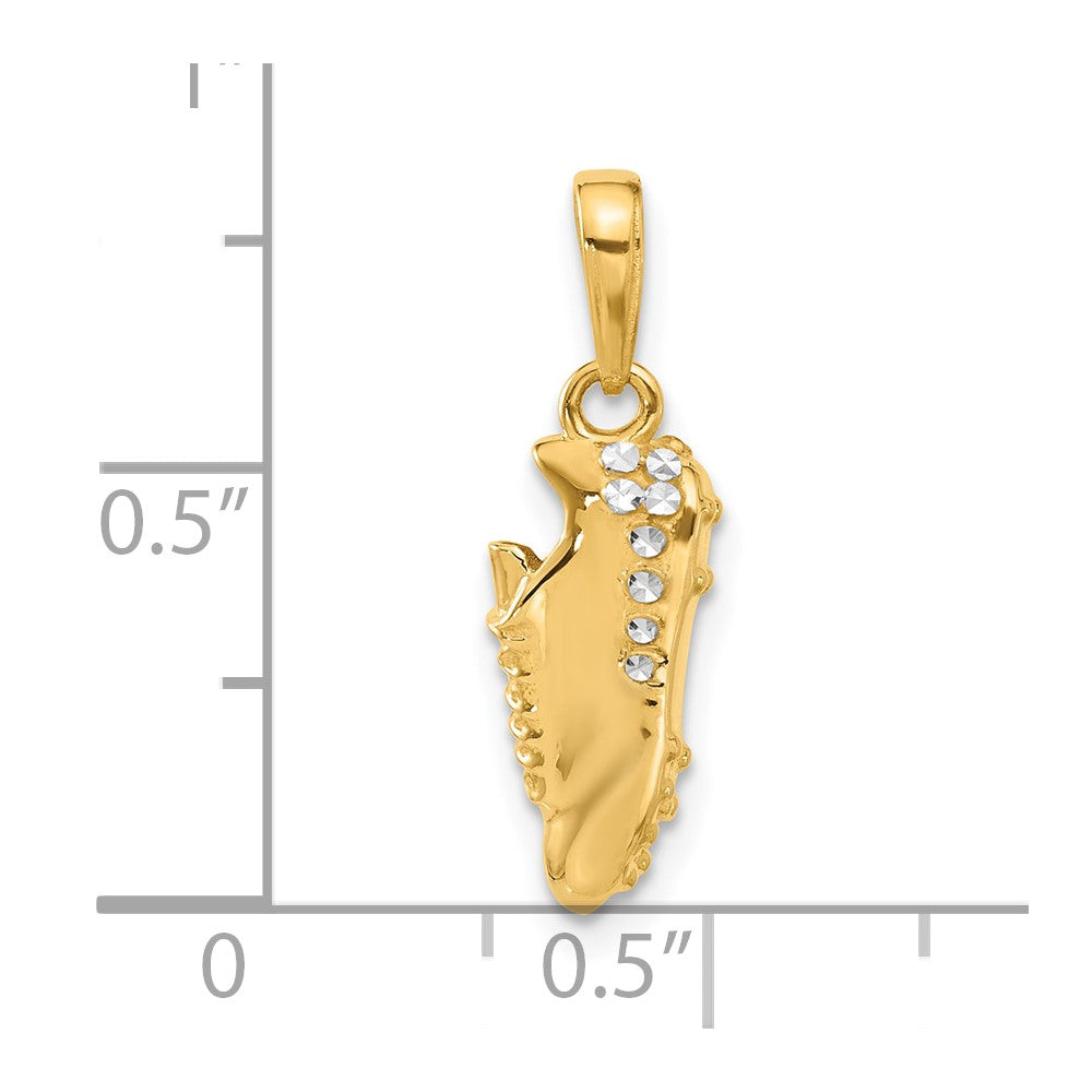 14k and White Rhodium Diamond-cut Soccer Cleat Pendant