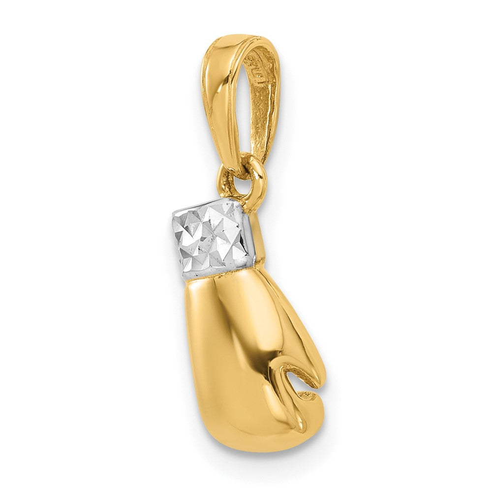 14k and White Rhodium Diamond-cut Boxing Glove Pendant