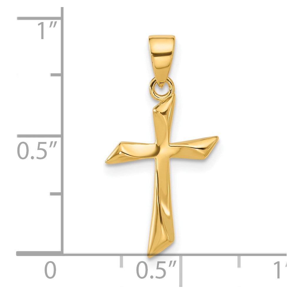 14K Polished Angled Cross Pendant