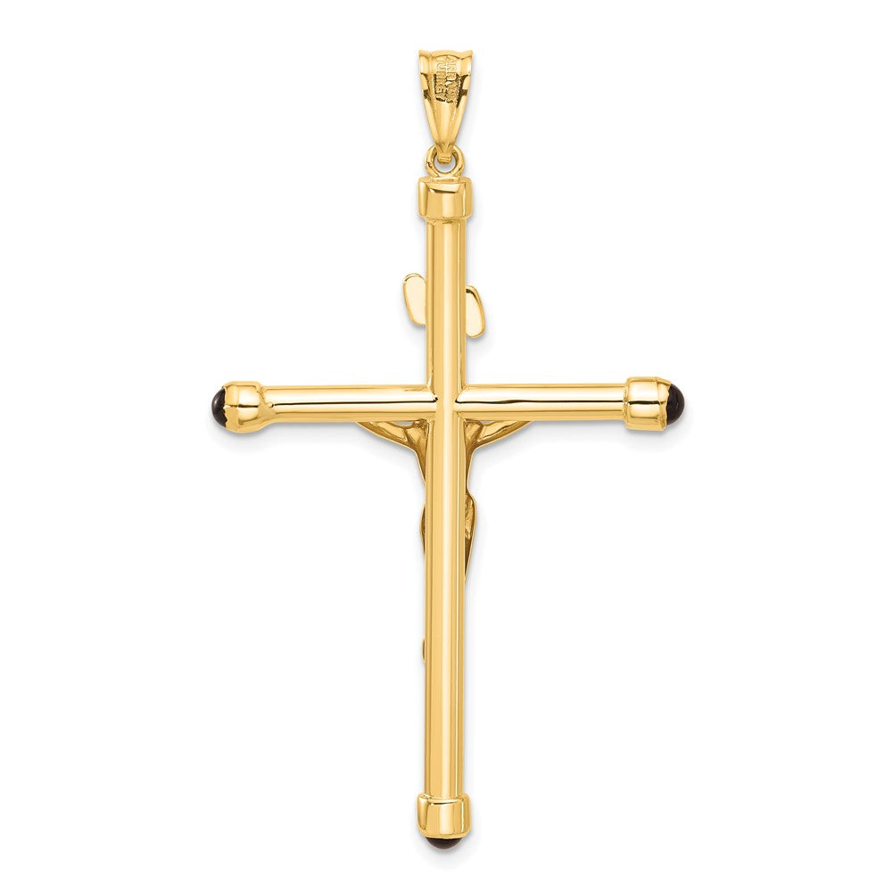 14K Polished Crucifix with Onyx Tips Pendant