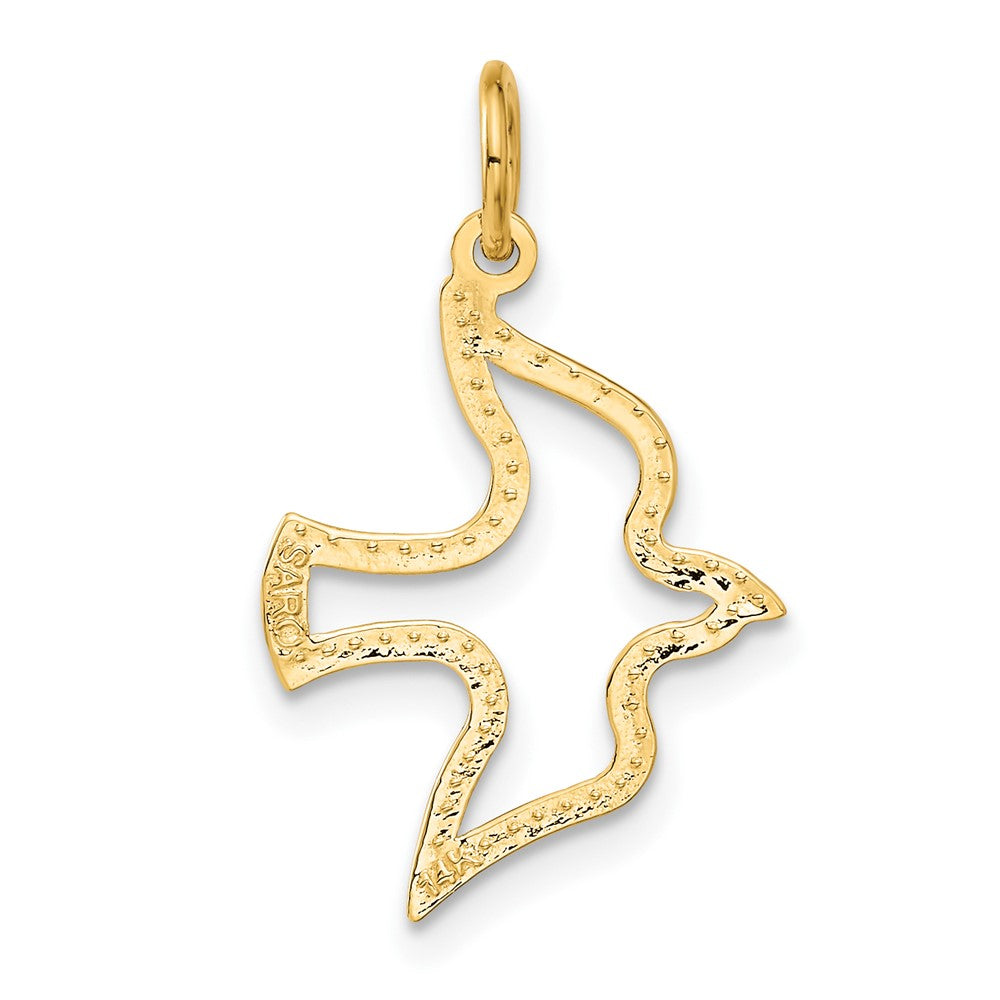 14K Satin and Diamond-Cut Dove Cut-out Charm