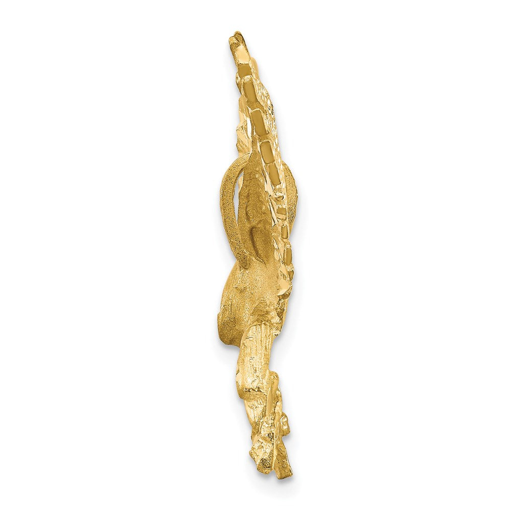 14k Satin Diamond-cut Eagle Pendant