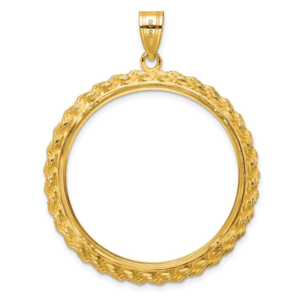 Wideband Distinguished Coin Jewelry 14k Polished with Casted Rope 32.7mm Prong Coin Bezel Pendant
