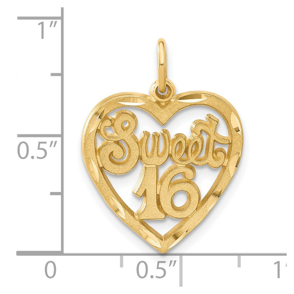 14k SWEET 16 in Heart Charm