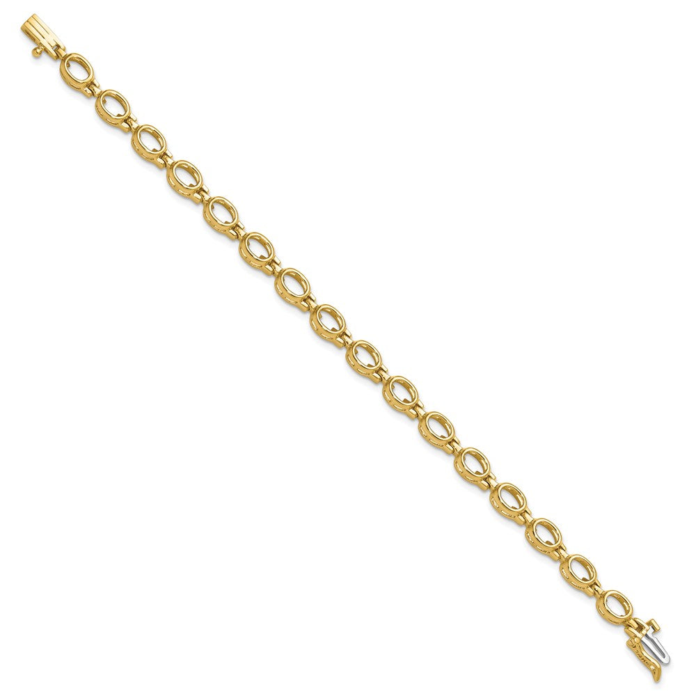 14k Holds 16-6x4 Oval Bezel-set Gemstone 7 inch Bracelet Mounting Only