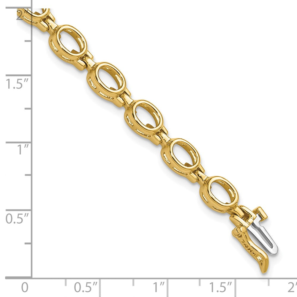 14k Holds 16-6x4 Oval Bezel-set Gemstone 7 inch Bracelet Mounting Only