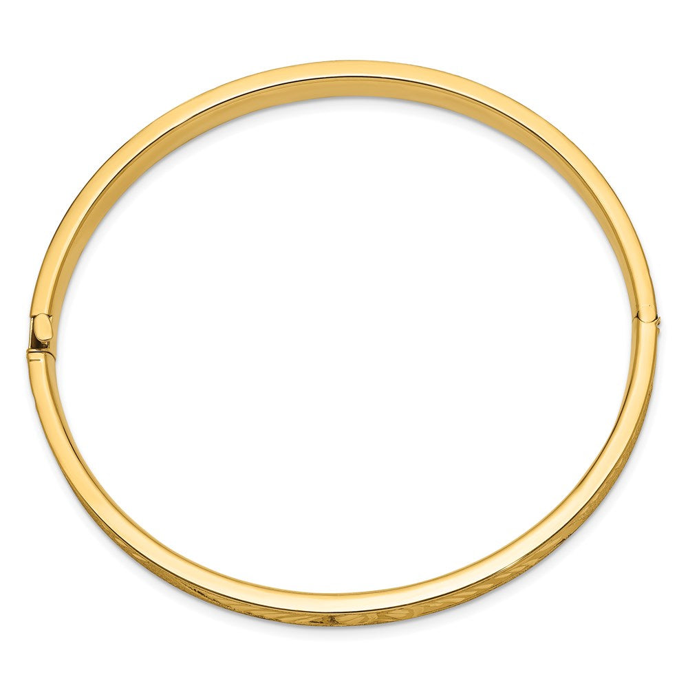 14k 4/16 Diamond-cut Concave 6.00mm Hinged Oval Bangle Bracelet