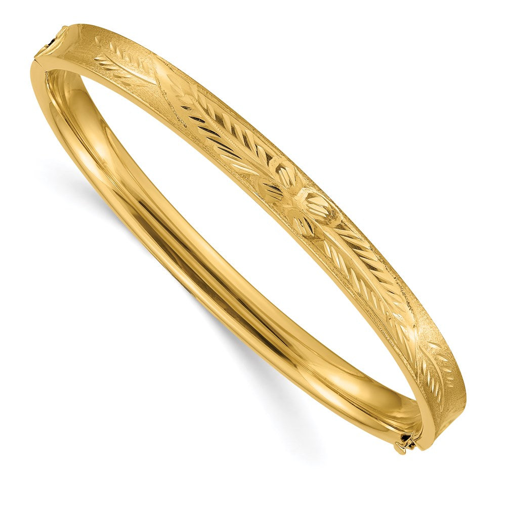 Diamond-cut;14k Yellow gold;Hollow;Safety bar