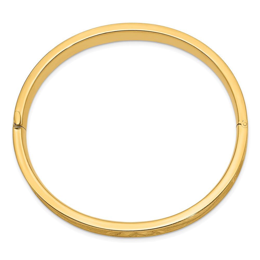 14k 5/16 Diamond-cut Concave 8.00mm Hinged Oval Bangle Bracelet