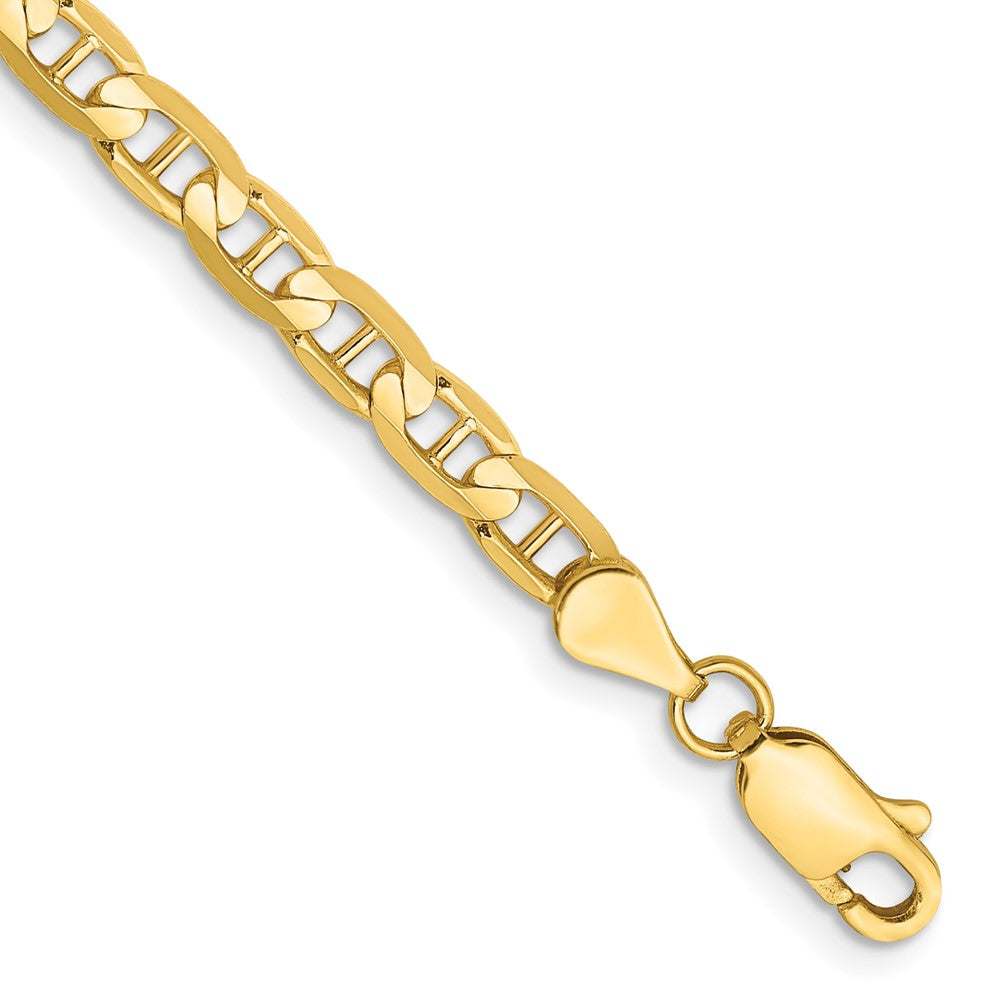 Solid;Polished;14k Yellow gold;Lobster;Concave