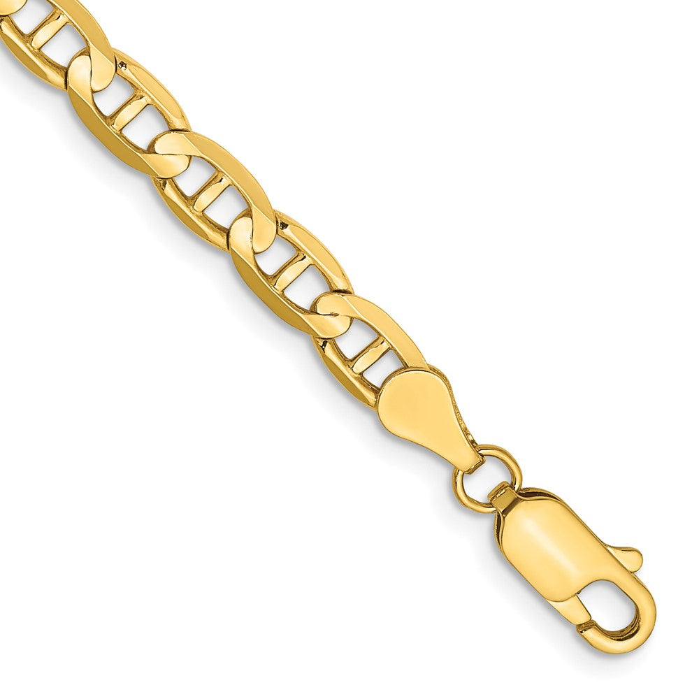 Solid;Polished;14k Yellow gold;Lobster;Concave