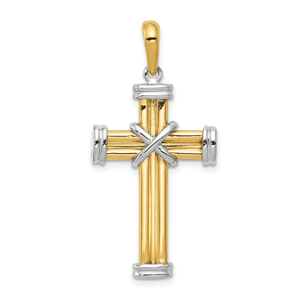 Solid;Casted;Polished;14K Two-tone;Not engraveable;Textured back