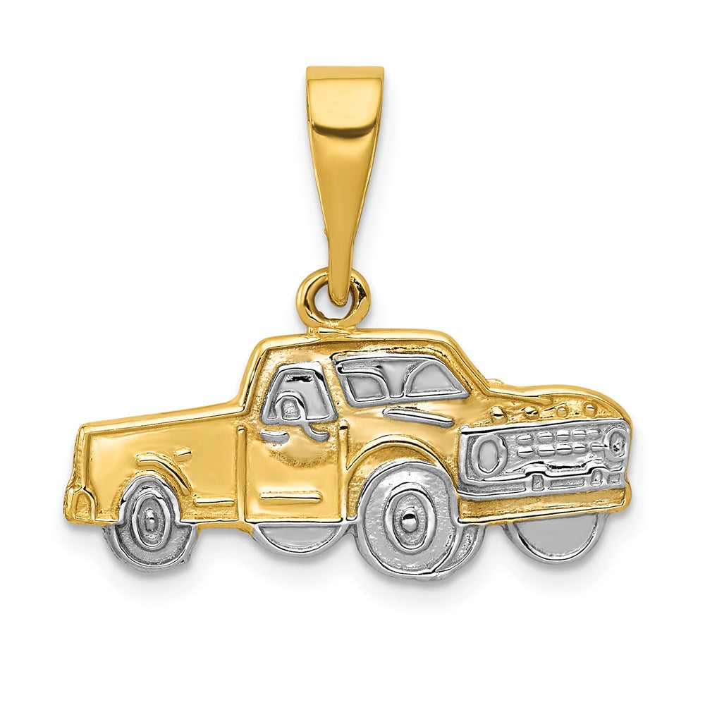Solid;Casted;Engravable;Polished back;14K Yellow gold & rhodium;Textured back