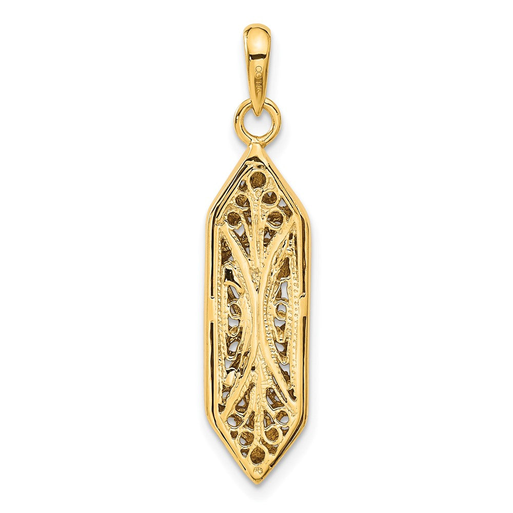 14K and White Rhodium Mezuzah with Shin Charm