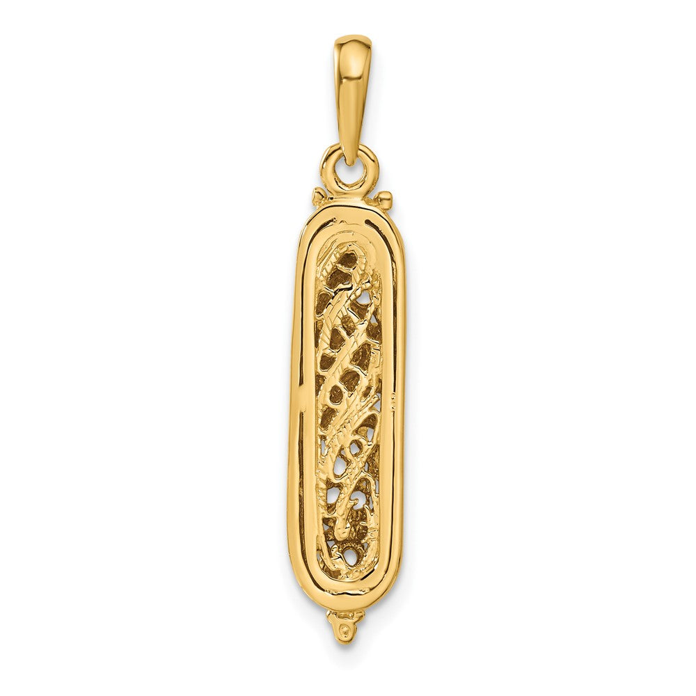 14K and White Rhodium 3-D Mezuzah with Shin Charm
