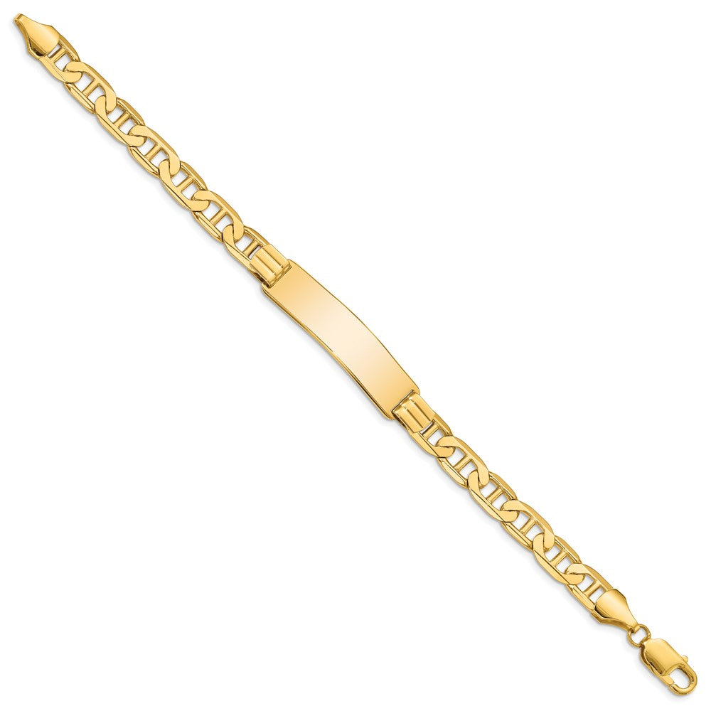 14k Polished Solid Chain/Solid Plate Anchor Link 37x10mm Plate 8 inch ID Bracelet