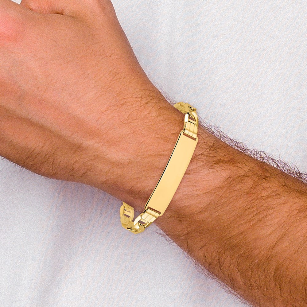 14k Polished Solid Chain/Solid Plate Anchor Link 37x10mm Plate 8 inch ID Bracelet