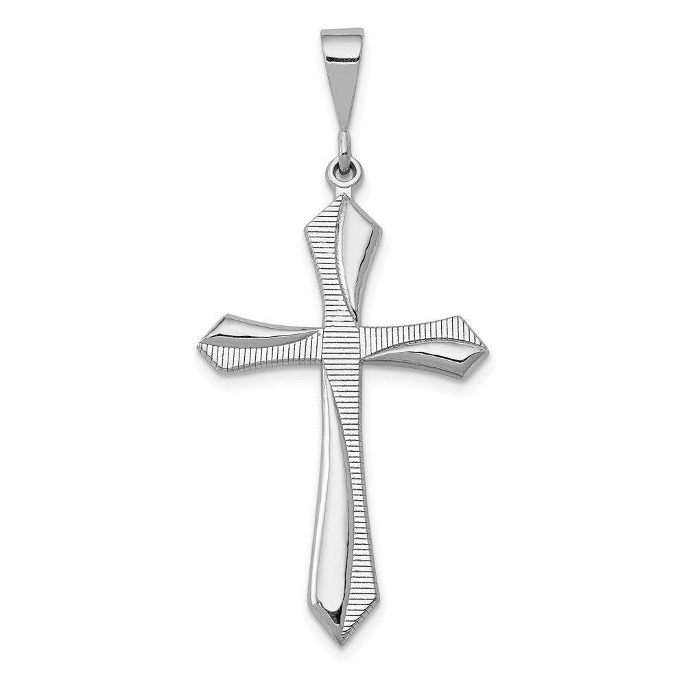 Solid;Casted;14K White gold;Not engraveable;Textured back;Polished & satin