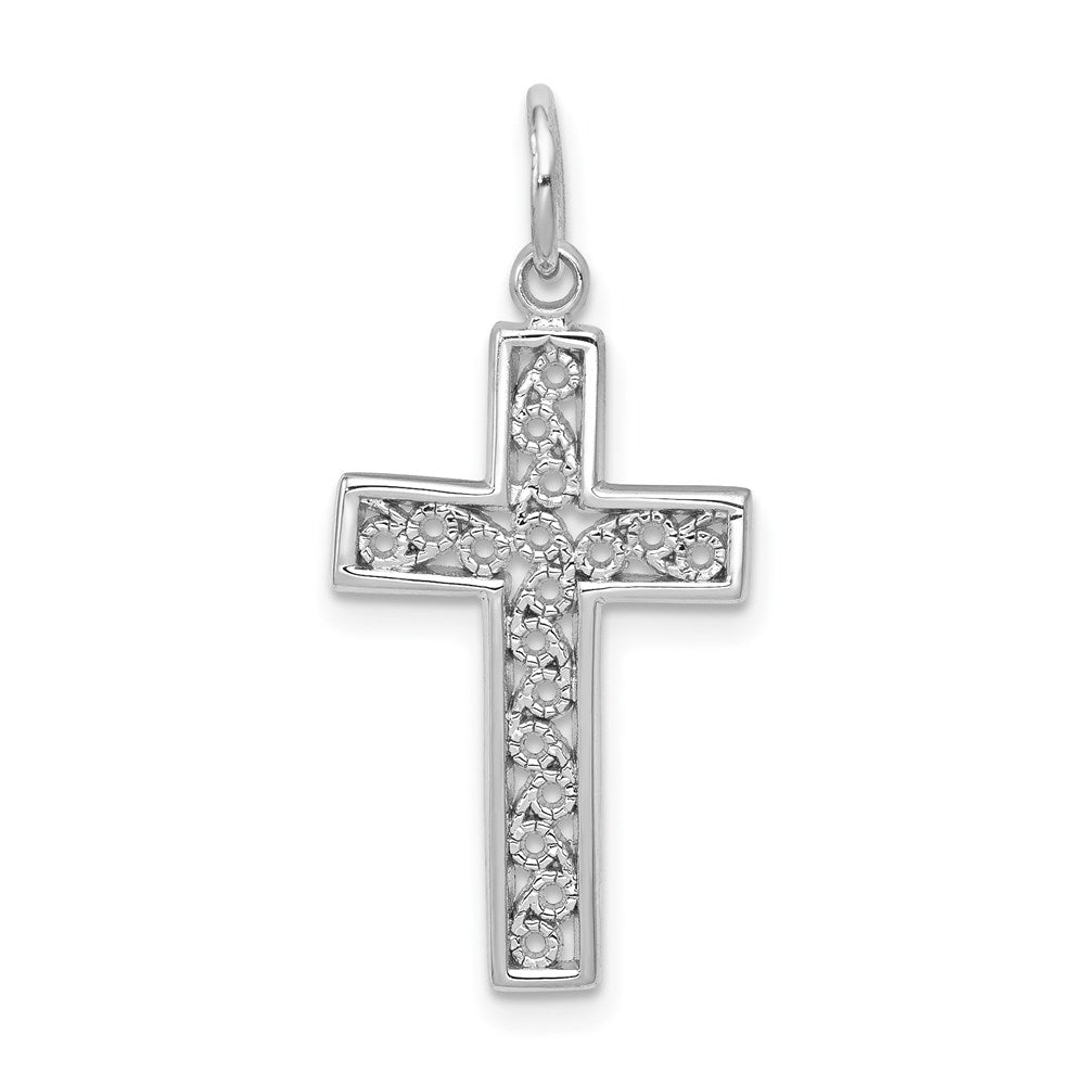 Solid;Casted;Polished;14K White gold;Textured