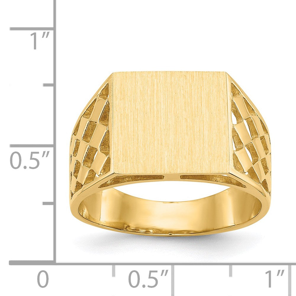 14k 12.5x12.0mm Open Back Mens Signet Ring
